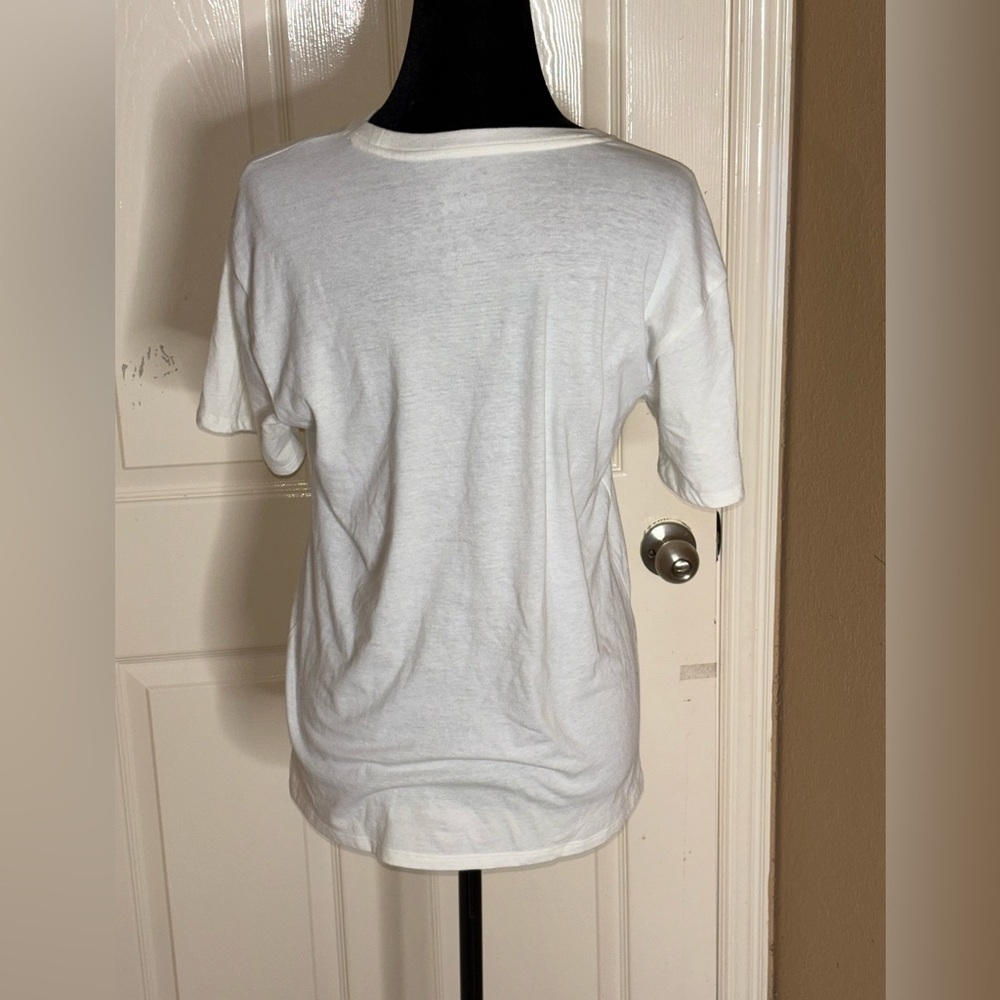 AC/DC Shirt Women's XL White Rock Band Graphic Tee Short Sleeve Top Stretch - Picture 4 of 8